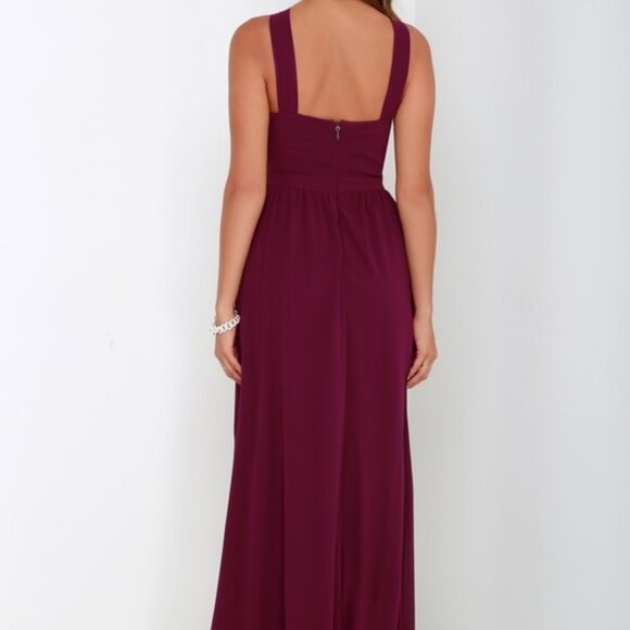 NWOT Lulus Air Of Romance Burgundy Maxi Dress Red Size X-Large - Picture 2 of 16